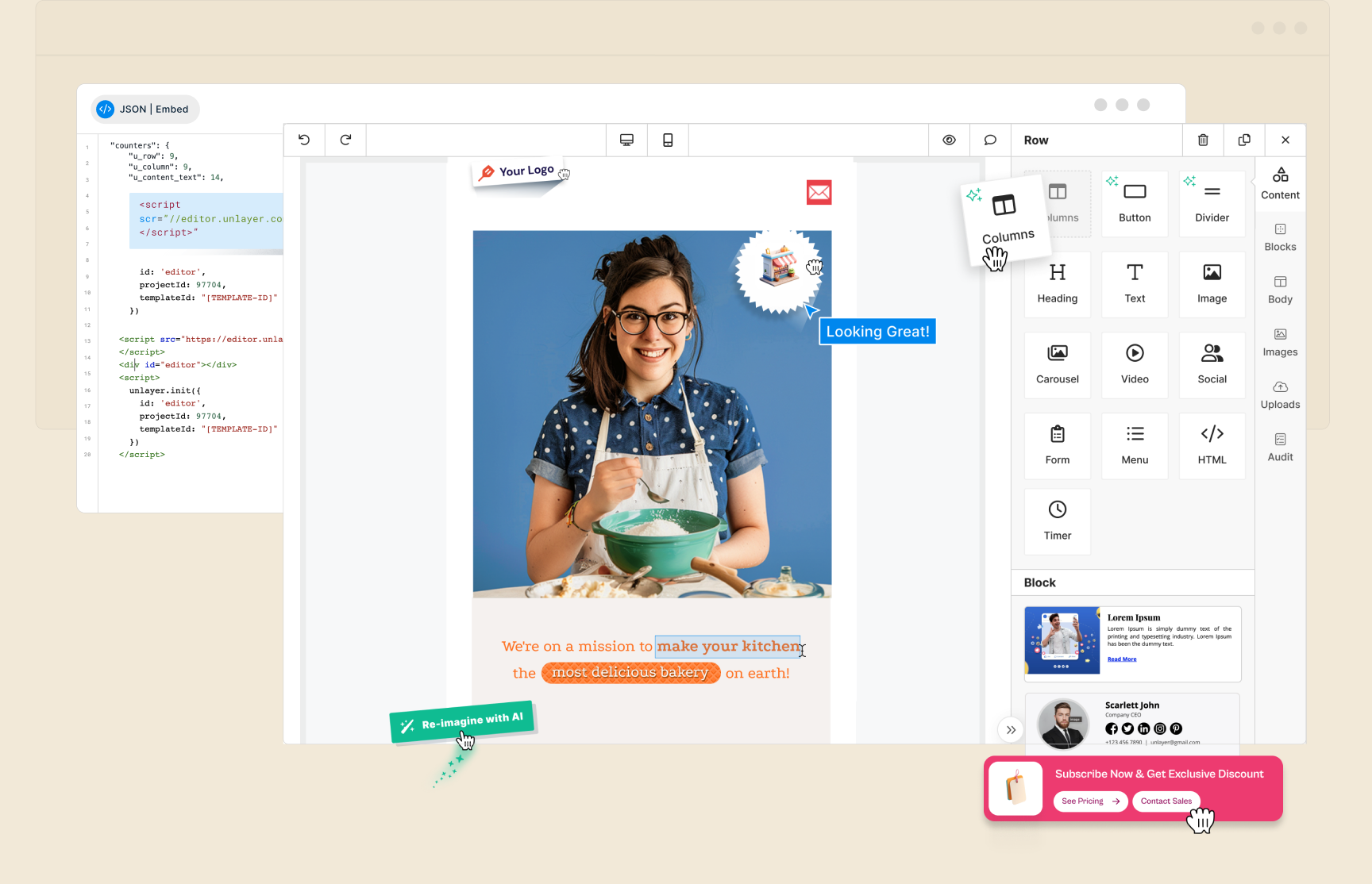 Unlayer embeddable editor
