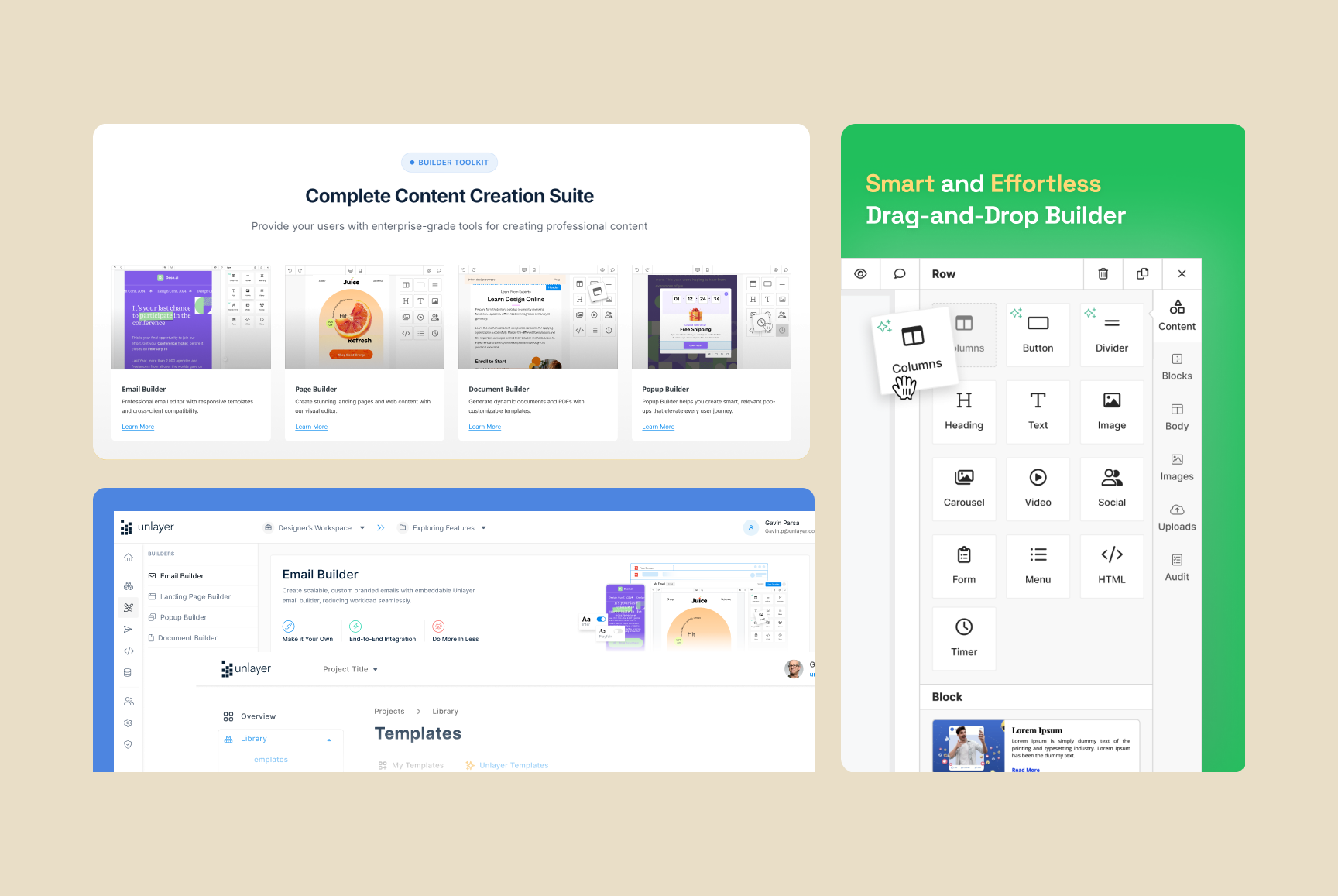 Unlayer content creation suite
