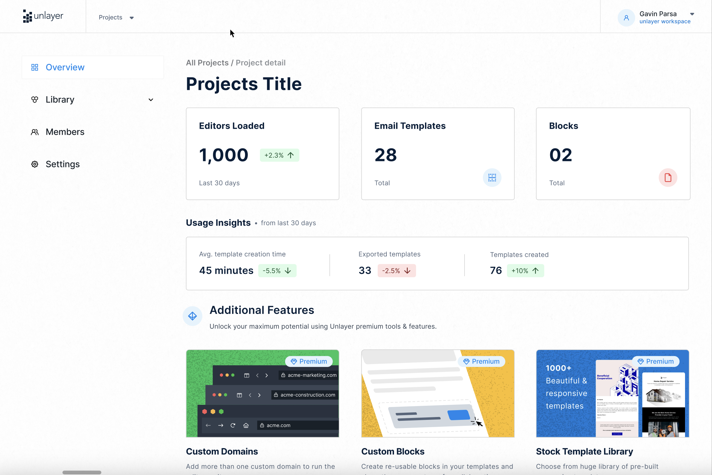 Unlayer collaborative project workspace