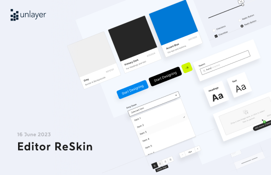 Unlayer editor reskin design board